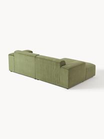 Cord-Ecksofa Melva (3-Sitzer), Bezug: Cord (92 % Polyester, 8 %, Gestell: Massives Kiefernholz, Spa, Cord Olivgrün, B 238 x T 143 cm, Eckteil links