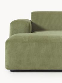 Cord-Ecksofa Melva (3-Sitzer), Bezug: Cord (92 % Polyester, 8 %, Gestell: Massives Kiefernholz, Spa, Füße: Kunststoff, Cord Olivgrün, B 238 x T 143 cm, Eckteil links