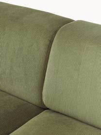 Cord-Ecksofa Melva (3-Sitzer), Bezug: Cord (92 % Polyester, 8 %, Gestell: Massives Kiefernholz, Spa, Füße: Kunststoff, Cord Olivgrün, B 238 x T 143 cm, Eckteil links