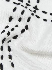 Housse de coussin pur coton à franges Finca, 100 % coton, Blanc, noir, larg. 30 x long. 50 cm