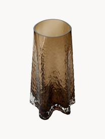 Ručne fúkaná sklenená váza so štruktúrovaným povrchom Gry, V 30 cm, Fúkané sklo, Hnedá, polopriehľadná, Ø 15 x V 30 cm