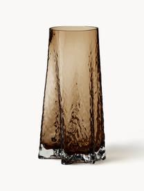 Vase en verre soufflé bouche avec surface structurée Gry, haut 30 cm, Verre, soufflé bouche, Brun, translucide, Ø 15 x haut. 30 cm