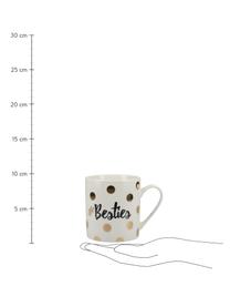 Kaffeetassen Besties mit Schriftzug, 2er-Set, Porzellan, Weiß, Schwarz, Goldfarben, Ø 12 x H 10 cm, 350 ml