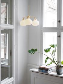 Lampa wisząca ze szkła Raito, Biały, opalowy, odcienie mosiądzu, Ø 57 x W 55 cm
