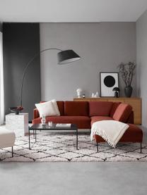 Sofa narożna z aksamitu z metalowymi nogami Fluente, Tapicerka: aksamit (wysokiej jakości, Nogi: metal malowany proszkowo, Aksamitny rdzawoczerwony, S 221 x G 200 cm