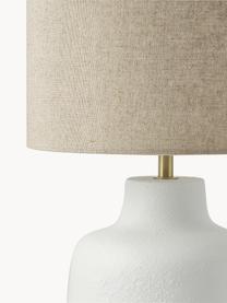 Handgemaakte tafellamp Ike betonnen voet, Lampenkap: 100% linnen, Lampvoet: beton, Crèmewit, beige, Ø 30 x H 45 cm