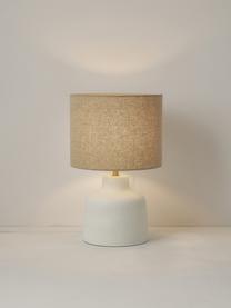Handgefertigte Tischlampe Ike mit Betonfuss, Lampenschirm: 100% Leinen, Cremeweiss, Beige, Ø 30 x H 45 cm