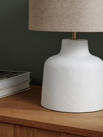 Ručně vyrobená stolní lampa s betonovou podstavou Ike, Krémově bílá, béžová, Ø 30 cm, V 45 cm