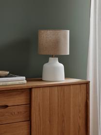 Ručne vyrobená stolová lampa s betónovým podstavcom Ike, Krémovobiela, béžová, Ø 30 x V 45 cm
