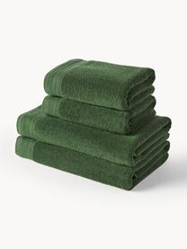 Lot de serviettes de bain en coton bio Premium, tailles variées, Vert foncé, 6 éléments (2 serviettes invité, 2 serviettes de toilette et 2 draps de bain)