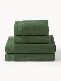 Lot de serviettes de bain en coton bio Premium, tailles variées, Vert foncé, 6 éléments (2 serviettes invité, 2 serviettes de toilette et 2 draps de bain)