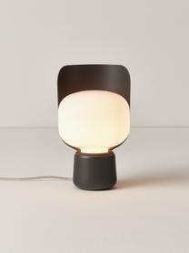 Kleine tafellamp Blom, handgemaakt, Lampenkap: kunststof, Wit, antraciet, Ø 15 x H 24 cm