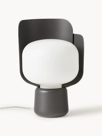 Petite lampe à poser artisanale Blom, Blanc, anthracite, Ø 15 x haut. 24 cm