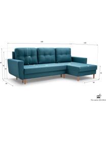 Sofa narożna z funkcją spania i miejscem do przechowywania Neo (4-osobowa), Tapicerka: 100% poliester, Turkusowoniebieski, S 230 x G 140 cm