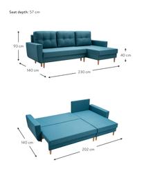 Sofa narożna z funkcją spania i miejscem do przechowywania Neo (4-osobowa), Tapicerka: 100% poliester, Turkusowoniebieski, S 230 x G 140 cm
