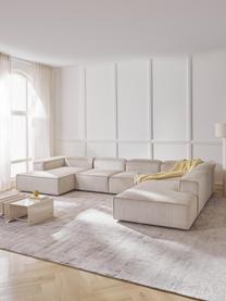 Sofá rinconera modular de pana Lennon, Tapizado: pana (92% poliéster, 8% p, Estructura: madera de pino maciza, ma, Patas: plástico Este producto es, Pana beige claro, An 418 x F 269 cm, chaise longue izquierda