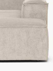 Sofá rinconera modular de pana Lennon, Tapizado: pana (92% poliéster, 8% p, Estructura: madera de pino maciza, ma, Patas: plástico Este producto es, Pana beige claro, An 418 x F 269 cm, chaise longue izquierda