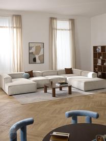 Sofá rinconera modular de pana Lennon, Tapizado: pana (92% poliéster, 8% p, Estructura: madera de pino maciza, ma, Patas: plástico Este producto es, Pana beige claro, An 418 x F 269 cm, chaise longue derecha