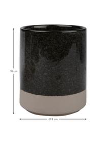 Vaso cepillo de dientes de cerámica Grego, Cerámica, Gris oscuro, beige, Ø 8 x Al 10 cm