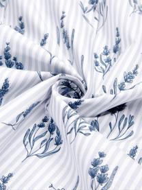 Baumwoll-Kopfkissenbezüge Yane mit Blümchen/gestreift, 2 Stück, Webart: Renforcé Fadendichte 144 , Blau, Weiß, 40 x 80 cm