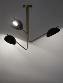 Grote retro plafondlamp Johan, Baldakijn: geborsteld metaal, Zwart, Ø 75 x H 50 cm