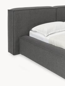 Letto imbottito con contenitore Lennon, Rivestimento: 100% poliestere Il rivest, Struttura: legno di pino massiccio, , Piedini: legno, plastica Questo pr, Tessuto antracite, Larg. 248 x Lung. 243 cm (superfice 180 x 200 cm)