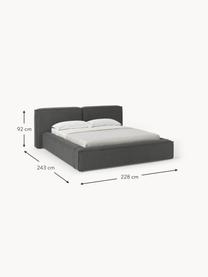 Letto imbottito con contenitore Lennon, Rivestimento: 100% poliestere Il rivest, Struttura: legno di pino massiccio, , Piedini: legno, plastica Questo pr, Tessuto antracite, Larg. 248 x Lung. 243 cm (superfice 180 x 200 cm)