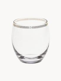 Vasos de agua de cristal con adorno dorado Dvorak, 6 uds., Transparente, oro, Ø 8 x Al 9 cm