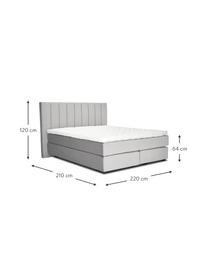 Premium Samt-Boxspringbett Lacey, Matratze: 7-Zonen-Taschenfederkern , Hellgrau, 200 x 200 cm