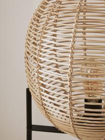 Kleine Stehlampe Wasa aus Rattan, Lampenschirm: Rattan, Lampenfuß: Metall, pulverbeschichtet, Rattan, Schwarz, Ø 34 x H 110 cm