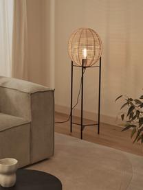 Kleine Stehlampe Wasa aus Rattan, Lampenschirm: Rattan, Rattan, Schwarz, Ø 34 x H 110 cm