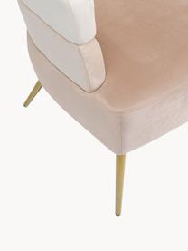Samt-Sessel Sandwich im Retro-Design, Bezug: Polyestersamt, Beine: Metall, beschichtet, Samt Beigetöne, Goldfarben, B 65 x T 64 cm