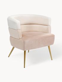 Samt-Sessel Sandwich im Retro-Design, Bezug: Polyestersamt, Beine: Metall, beschichtet, Samt Beigetöne, Goldfarben, B 65 x T 64 cm
