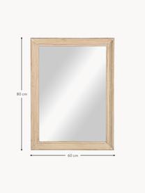 Obdélníkové nástěnné zrcadlo s dřevěným rámem Tiziano, Světlé dřevo, Š 60 cm, H 4 cm