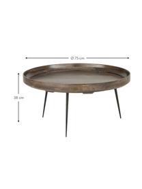 Ronde salontafel Bowl van mangohout, Tafelblad: mangohout, gelakt, Poten: gepoedercoat staal, Mangohout, donker gelakt, Ø 75 x H 38 cm