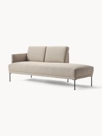 Chaise longue Fluente, Bekleding: 100% polyester. Met 35.00, Frame: massief grenenhout, Poten: gepoedercoat metaal Dit p, Geweven stof taupe, B 202 x D 85 cm, rugleuning links