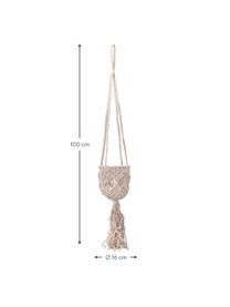 Malý macramé závěsný obal na květináč Belle, Bavlna, Béžová, Ø 16 cm, V 100 cm