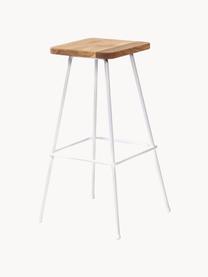 Tabouret de bar Barni, Blanc, bois de chêne, larg. 30 x haut. 70 cm