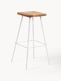 Thekenhocker Barni, Sitzfläche: Eichenholz, geölt, Gestell: Stahl, pulverbeschichtet, Weiß, Eichenholz, B 30 x H 70 cm