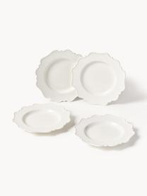 Komplet naczyń z porcelany Grace, dla 4 osób (12 elem.), Porcelana, Biały, dla 4 osób (12 elem.)