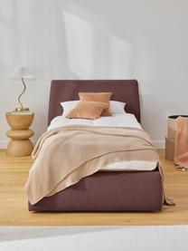 Letto singolo con contenitore Cloud, Rivestimento: tessuto finemente struttu, Piedini: legno laccato Il material, Tessuto rosso vino, Larg. 90 x Lung. 200 cm