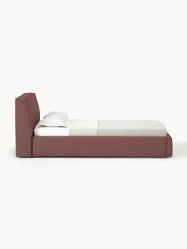 Letto singolo con contenitore Cloud, Rivestimento: tessuto finemente struttu, Piedini: legno laccato Il material, Tessuto rosso vino, Larg. 90 x Lung. 200 cm