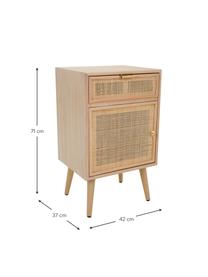 Comodino in legno Cayetana, Maniglie: metallo, Piedini: legno di bambù verniciato, Legno chiaro, Larg. 42 x Alt. 71 cm