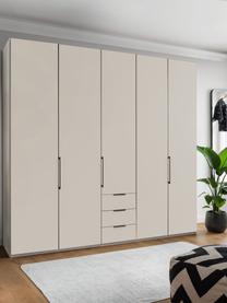 Drehtürenschrank Monaco, 5-türig, Korpus: Holzwerkstoff, foliert, Griffe: Metall, beschichtet, Beige, B 246 x H 216 cm