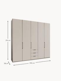 Drehtürenschrank Monaco, 5-türig, Korpus: Holzwerkstoff, foliert, Griffe: Metall, beschichtet, Beige, B 246 x H 216 cm