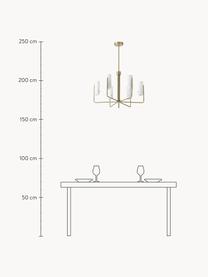 Grote hanglamp Vivian, Lampenkap: glas, Baldakijn: gecoat metaal, Goudkleurig, Ø 65 x H 88 cm