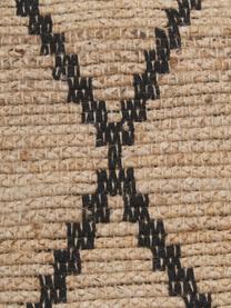 Handgemaakte jute loper Atta, 100% jute, Bruin, zwart, B 80 x L 250 cm