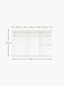 Armario modular Charlotte, 3 puertas correderas (300 cm), diferentes variantes, Estructura: tablero aglomerado revest, Blanco, Interior Basic (An 300 x Al 200 cm)