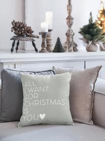 Housse de coussin 40x40 Noël All I Want, Gris, écru