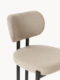 Chaise rembourrée en bouclé Malia, Bouclé beige, pieds noirs, larg. 56 x prof. 51 cm